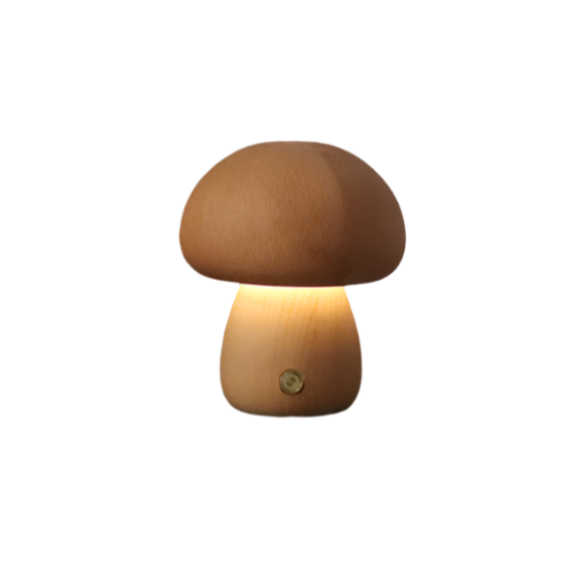 Wiederaufladbare Tischlampe aus Holz mit LED-Licht