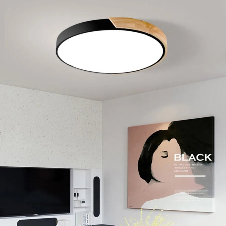 Nordische Holz-Macaroon LED-Deckenleuchte für Wohnräume
