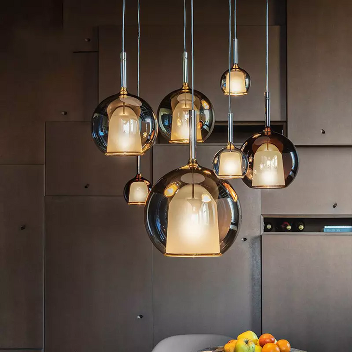 Minimalistische skandinavische Hängelampen aus Aluminium und Glas