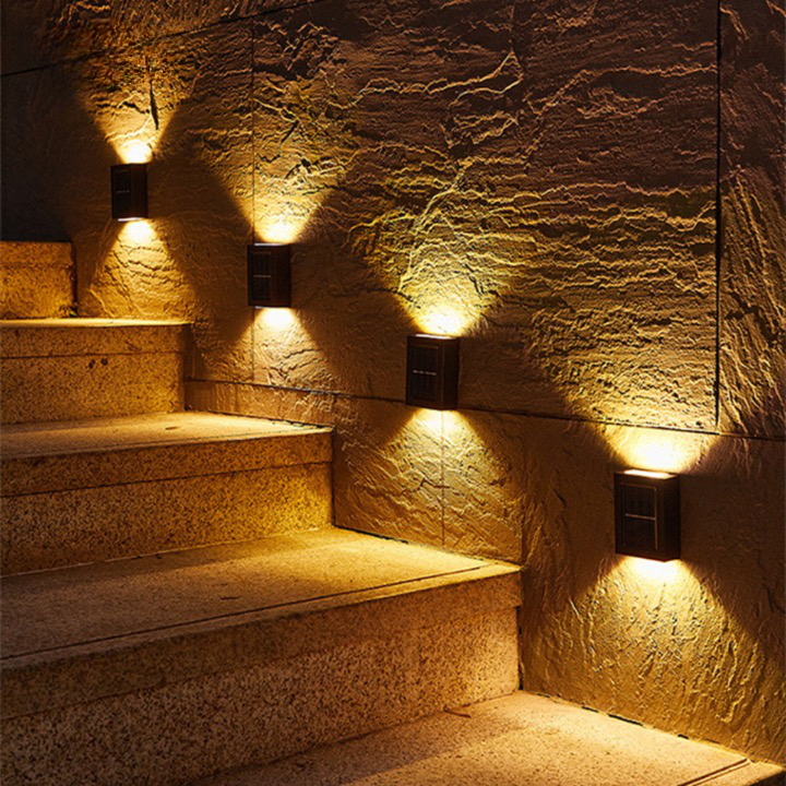 Solarlampen für Treppen, warmweißes Licht, Außenbeleuchtung, energiesparend, wetterfest.