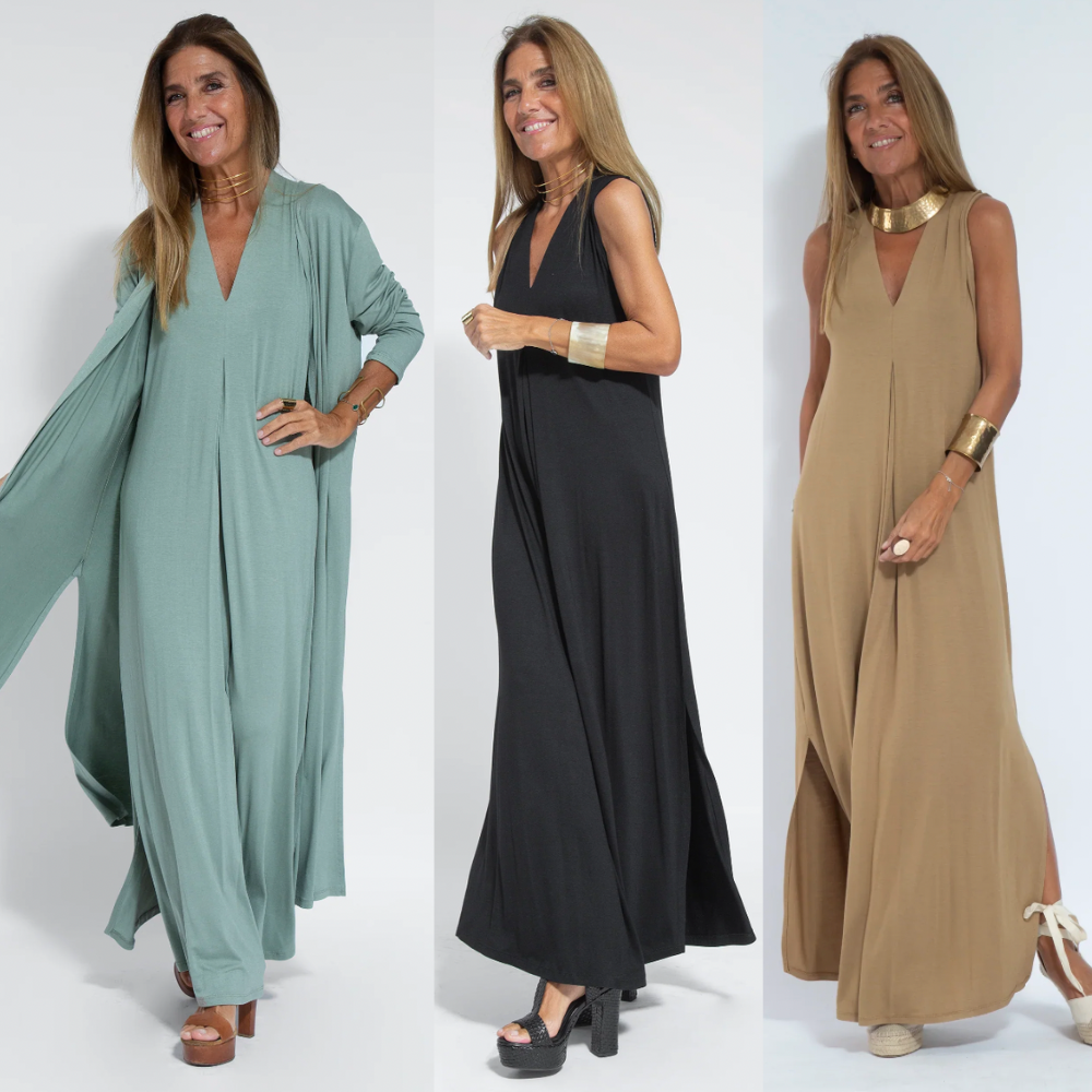 Damen Set: Elegantes Schwarzes Kleid und Weiße Weste