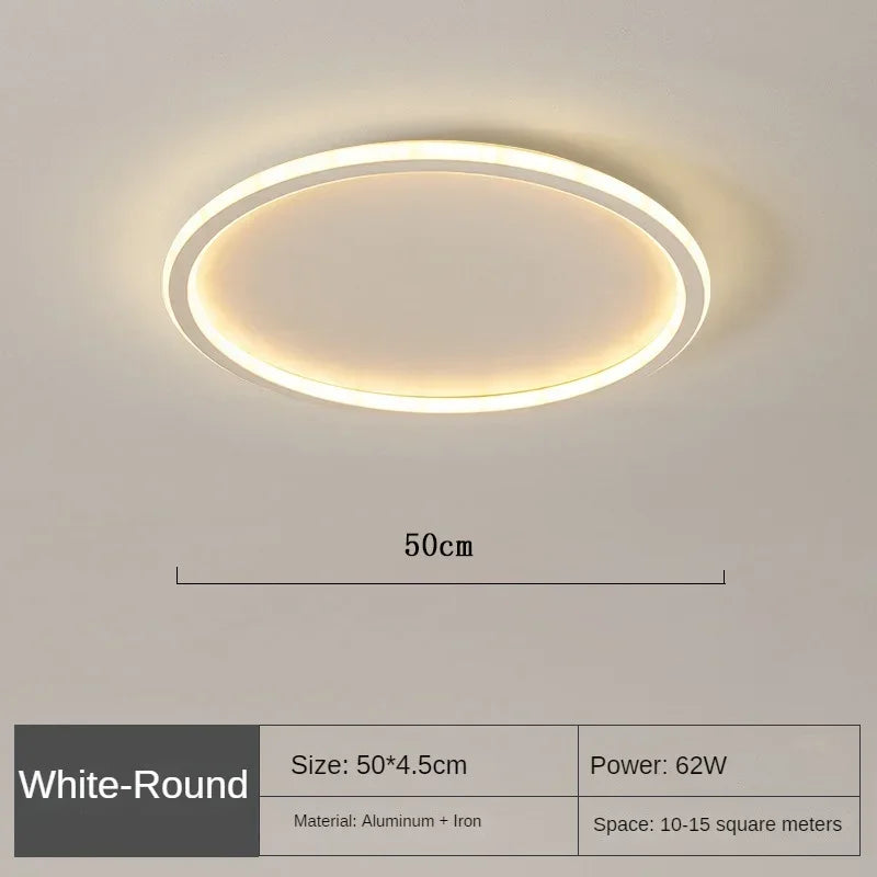 Runde LED-Deckenleuchte, weiß, 50 cm, Aluminium, 62W, für Wohnzimmer oder Schlafzimmer.