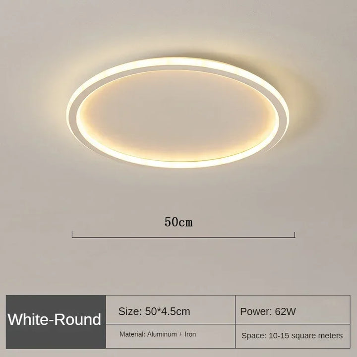 Runde LED-Deckenleuchte, weiß, 50 cm, Aluminium, 62W, für Wohnzimmer oder Schlafzimmer.