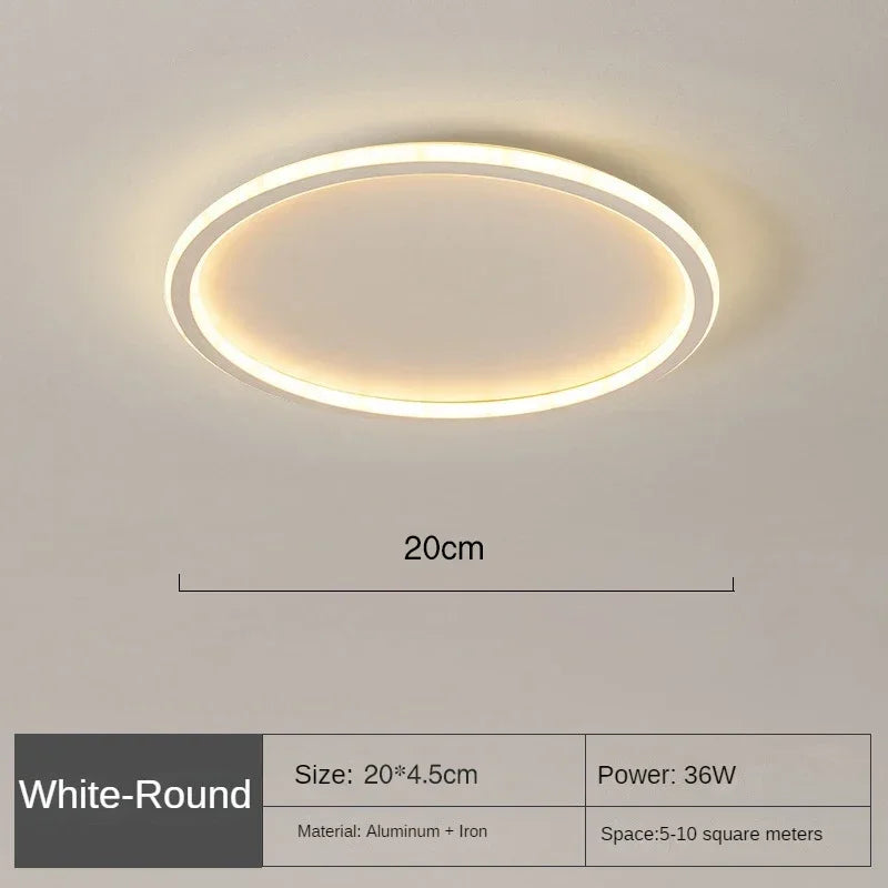 Weiße runde LED-Deckenleuchte, 20cm, Aluminium, 36W, für Wohnzimmer oder Schlafzimmer.