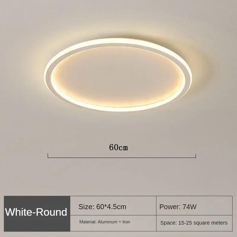 Runde LED-Deckenleuchte, weiß, 60cm, Aluminium, 74W, für Wohnzimmer oder Schlafzimmer.