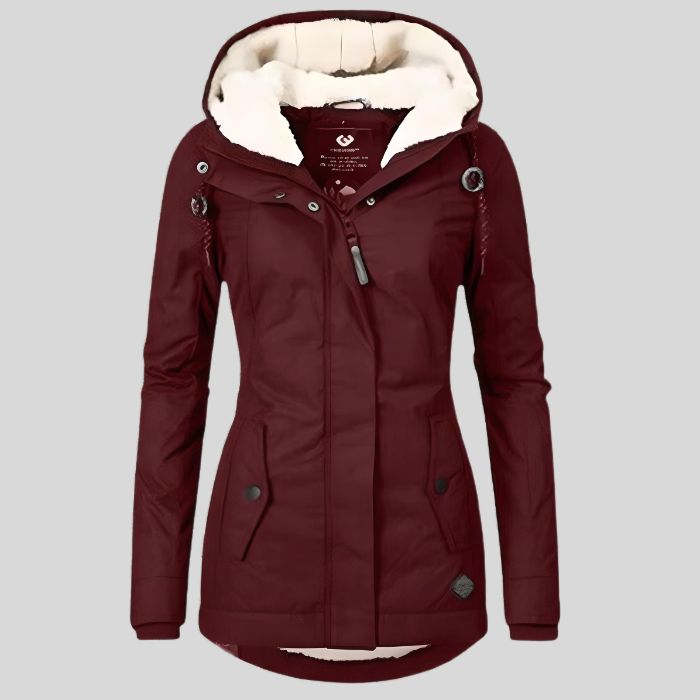 Damen Lange Wasserdichte Winterjacke mit Kapuze
