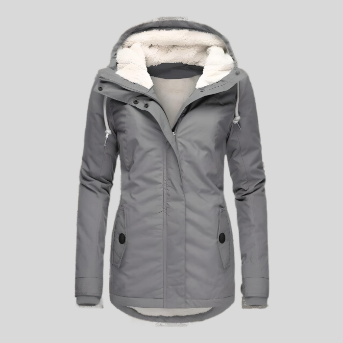 Damen Lange Wasserdichte Winterjacke mit Kapuze