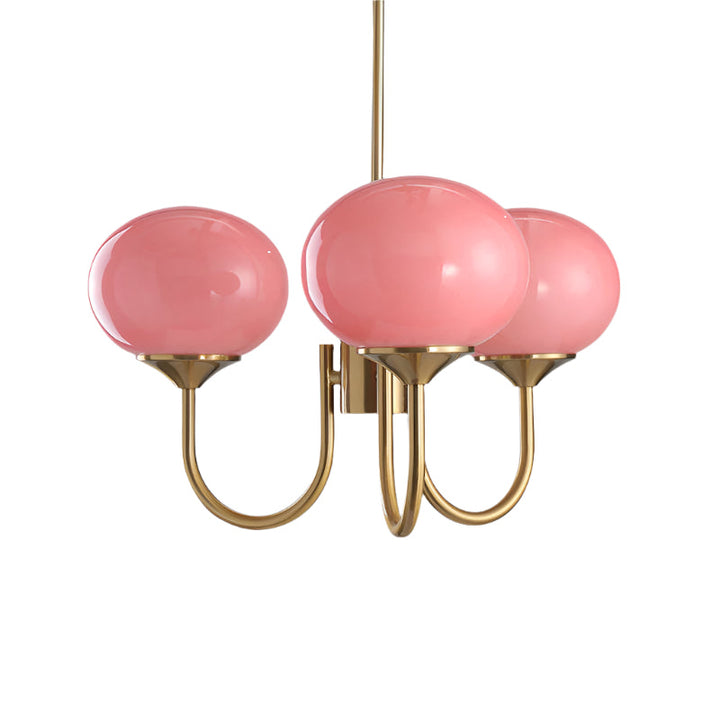 Stilvolle Kronleuchter mit Rosa Glasschirmen für Innenräume