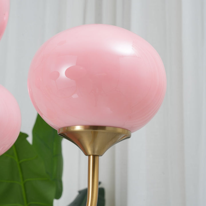 Rosa Kugelleuchte mit Messinghalterung, modernes Design, Wohnzimmerbeleuchtung, Dekoration.