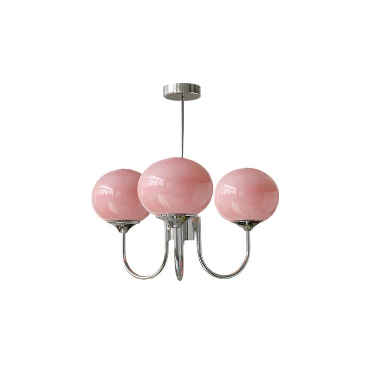 Stilvolle Kronleuchter mit Rosa Glasschirmen für Innenräume
