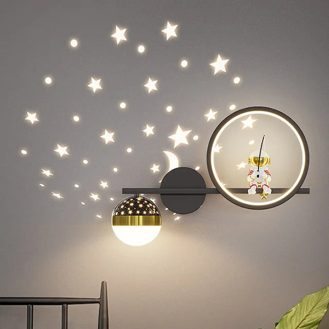 Moderne Kinderzimmer-Wandleuchte, LED, Sternmotiv, dimmbar, für Schlafzimmer-Dekoration.