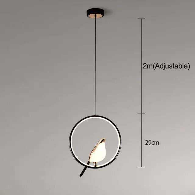 Stilvolle Pendelleuchte mit Goldenem Vogel Design