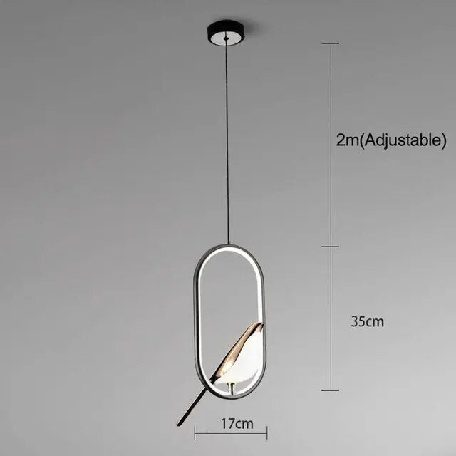 Stilvolle Pendelleuchte mit Goldenem Vogel Design
