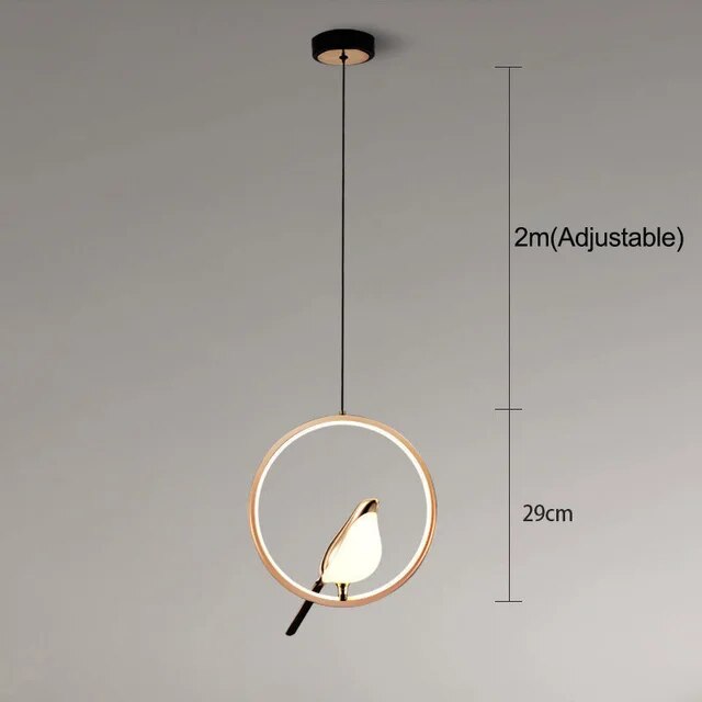 Stilvolle Pendelleuchte mit Goldenem Vogel Design