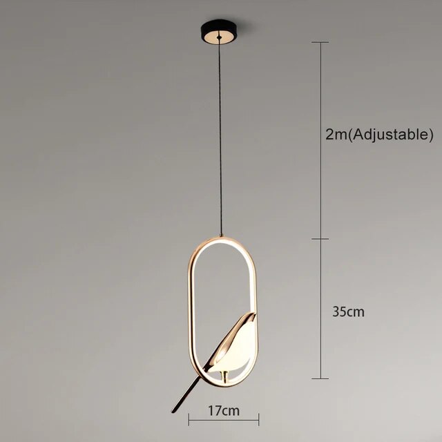 Stilvolle Pendelleuchte mit Goldenem Vogel Design