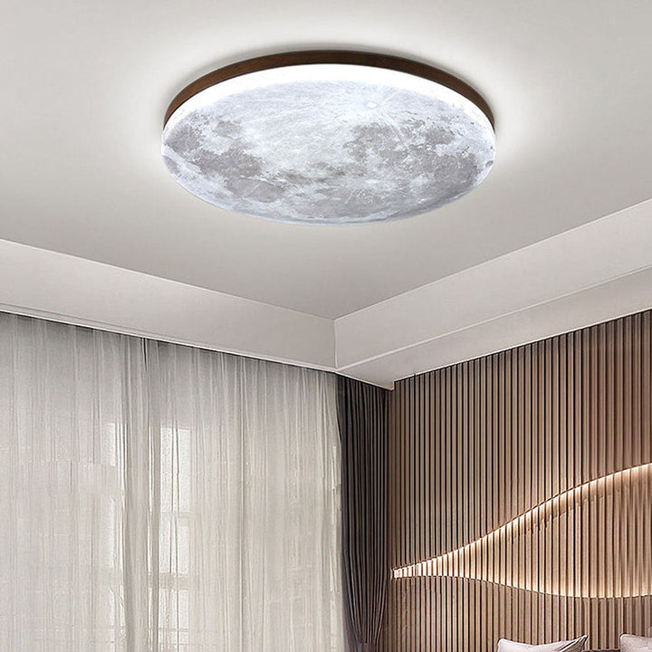Minimalistische LED-Deckenleuchte aus Holz und Acryl