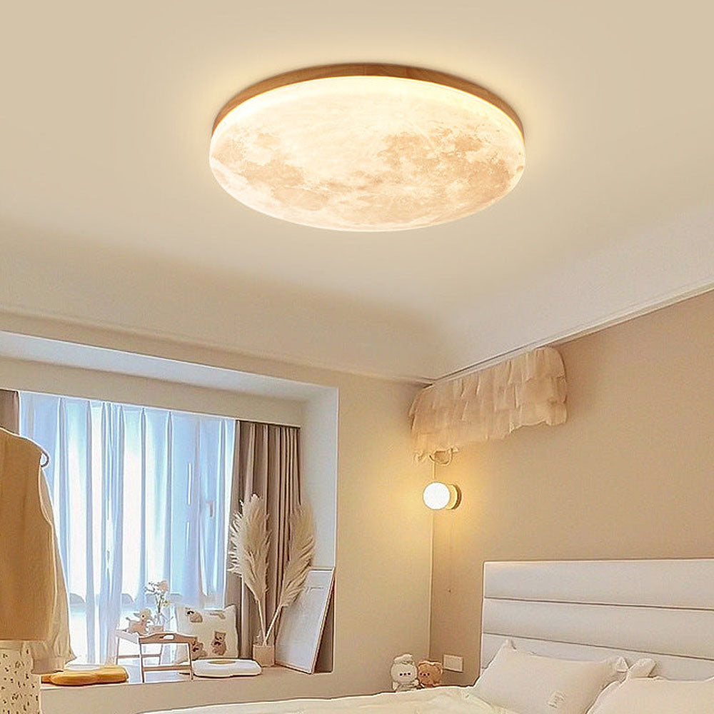 Minimalistische LED-Deckenleuchte aus Holz und Acryl