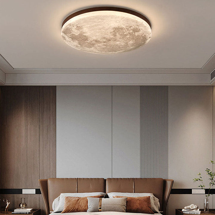 Minimalistische LED-Deckenleuchte aus Holz und Acryl