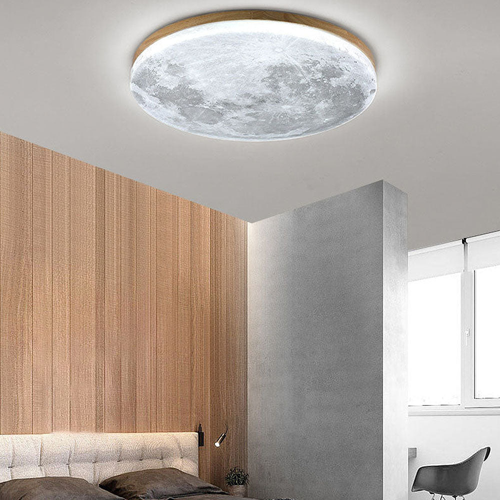 Minimalistische LED-Deckenleuchte aus Holz und Acryl