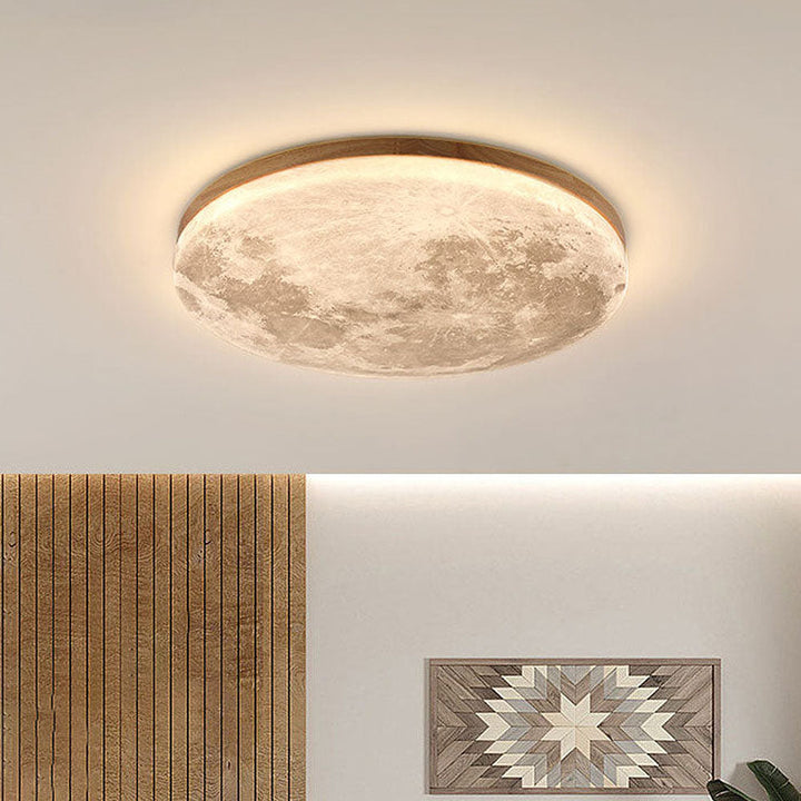 Minimalistische LED-Deckenleuchte aus Holz und Acryl