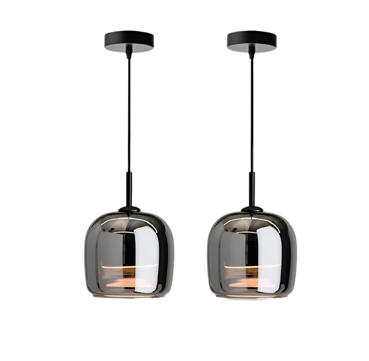 Moderne LED-Pendelleuchte aus Schwarzglas - Mehrköpfig
