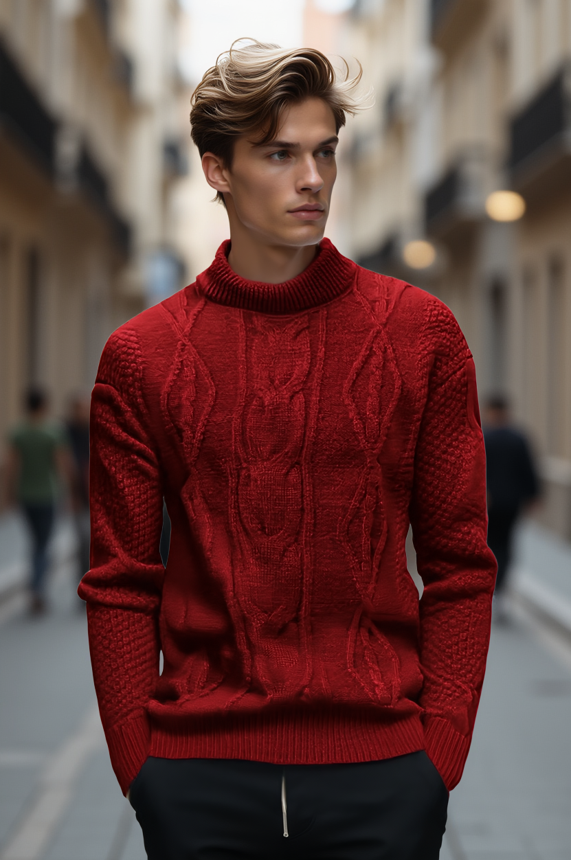 Herrenpullover: Bequemer Strickpullover mit Rundhalsausschnitt