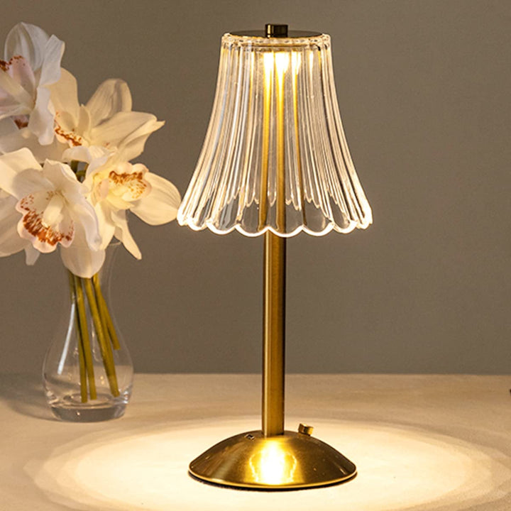Goldene Kristall-Tischlampe mit Berührungssteuerung