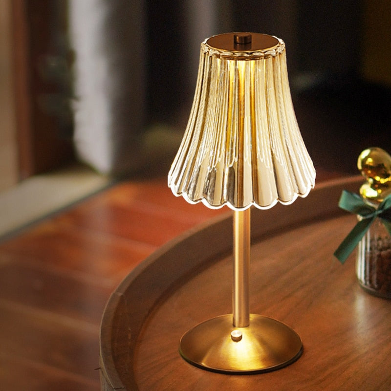 Goldene Kristall-Tischlampe mit Berührungssteuerung