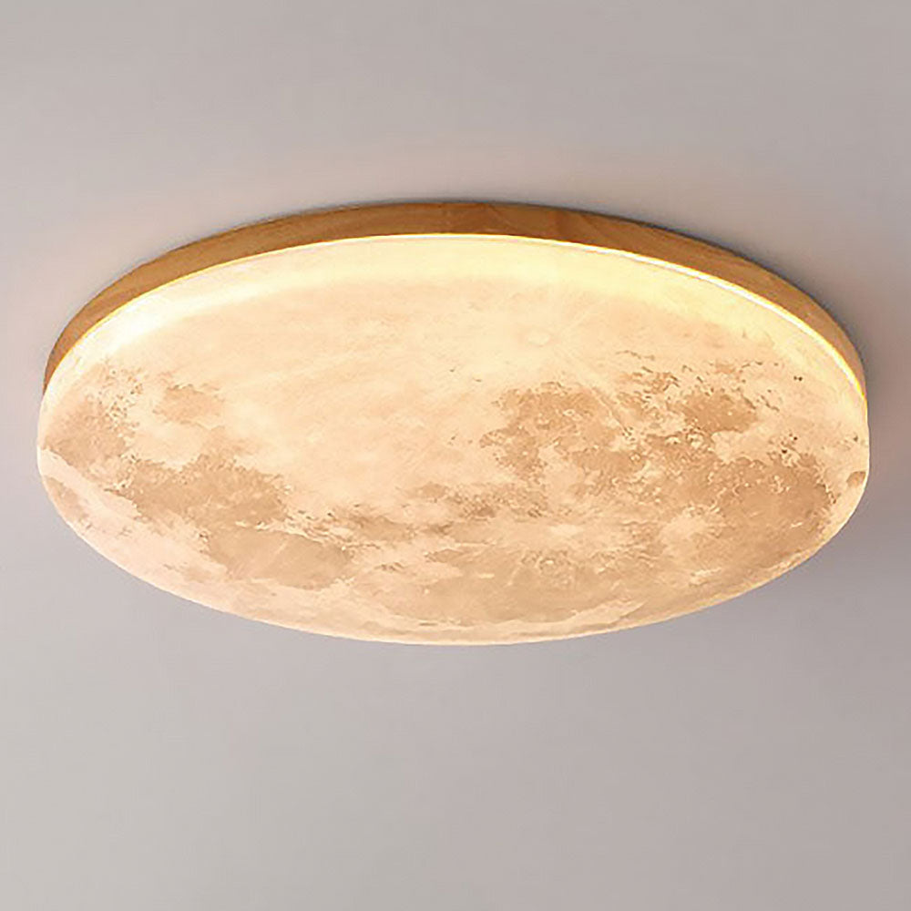 Minimalistische LED-Deckenleuchte aus Holz und Acryl