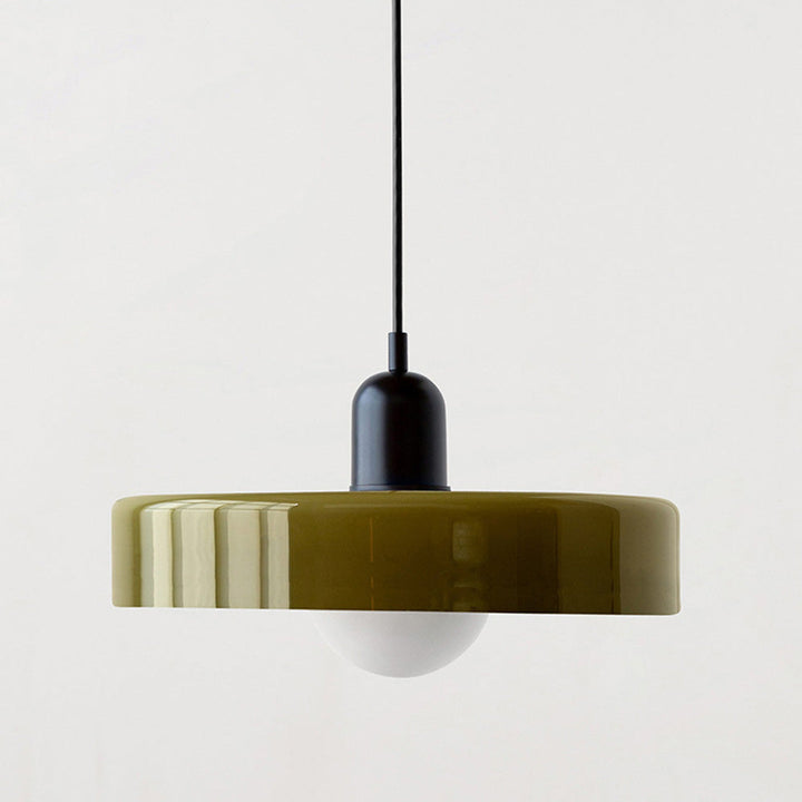 Bauhaus-Pendelleuchte aus farbigem Glas für moderne Inneneinrichtung