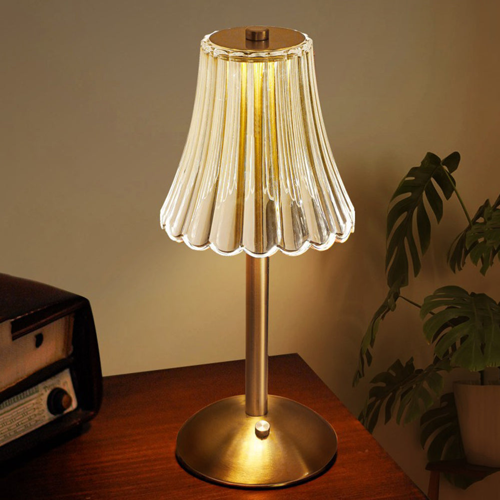 Goldene Kristall-Tischlampe mit Berührungssteuerung