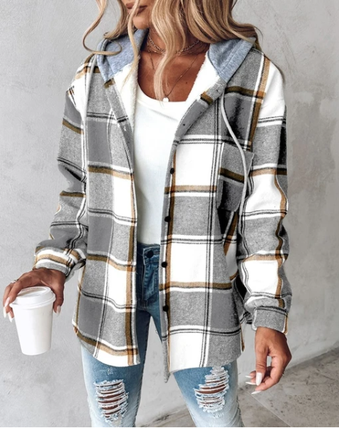 Damen Karierte Kapuzenjacke - Stilvoll und Warm