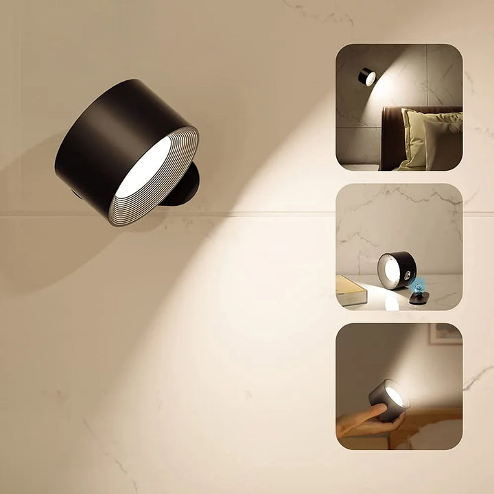 Schnurlose LED-Wandleuchte mit 360° Drehung für moderne Räume
