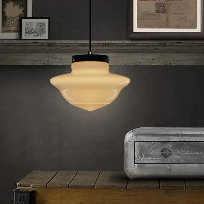 Vintage Geometrische Milchglas Pendelleuchte