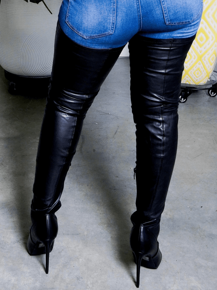 Damen Leder Overknee-Stiefel für den Winter