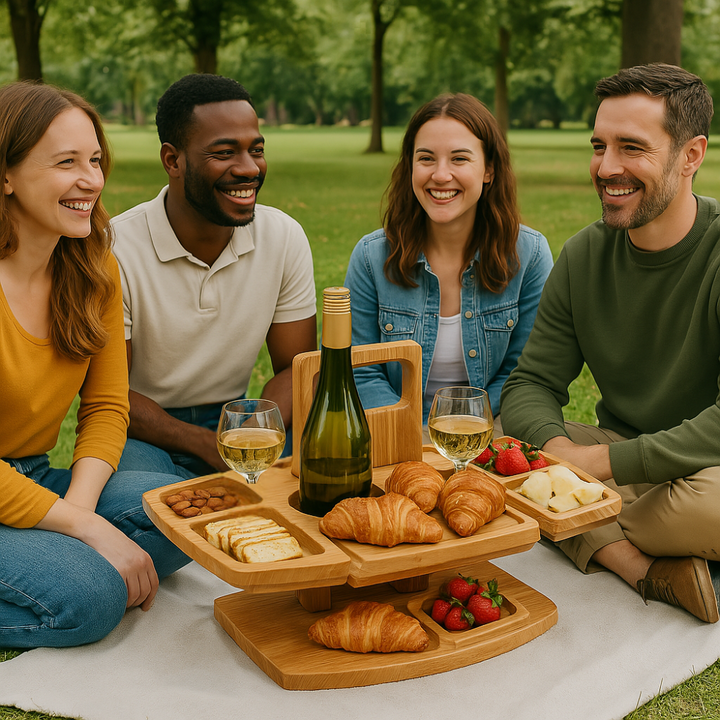 Tragbarer Holz-Picknick-Weintisch für Outdoor-Events