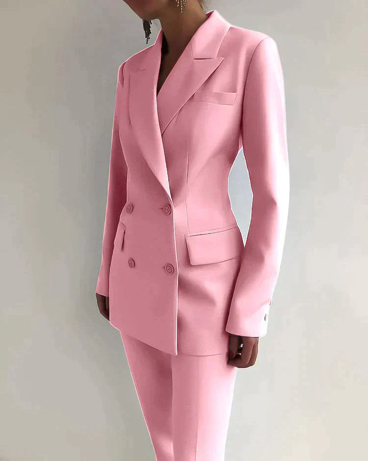 Damen Anzug Set Eleganter Blazer & Hose in Rosa oder Schwarz