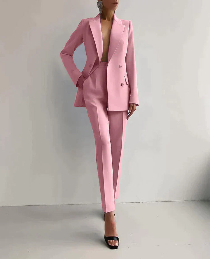 Damen Anzug Set Eleganter Blazer & Hose in Rosa oder Schwarz