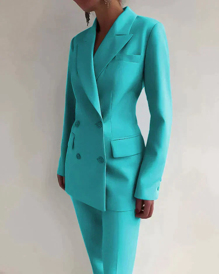 Damen Anzug Set Eleganter Blazer & Hose in Rosa oder Schwarz