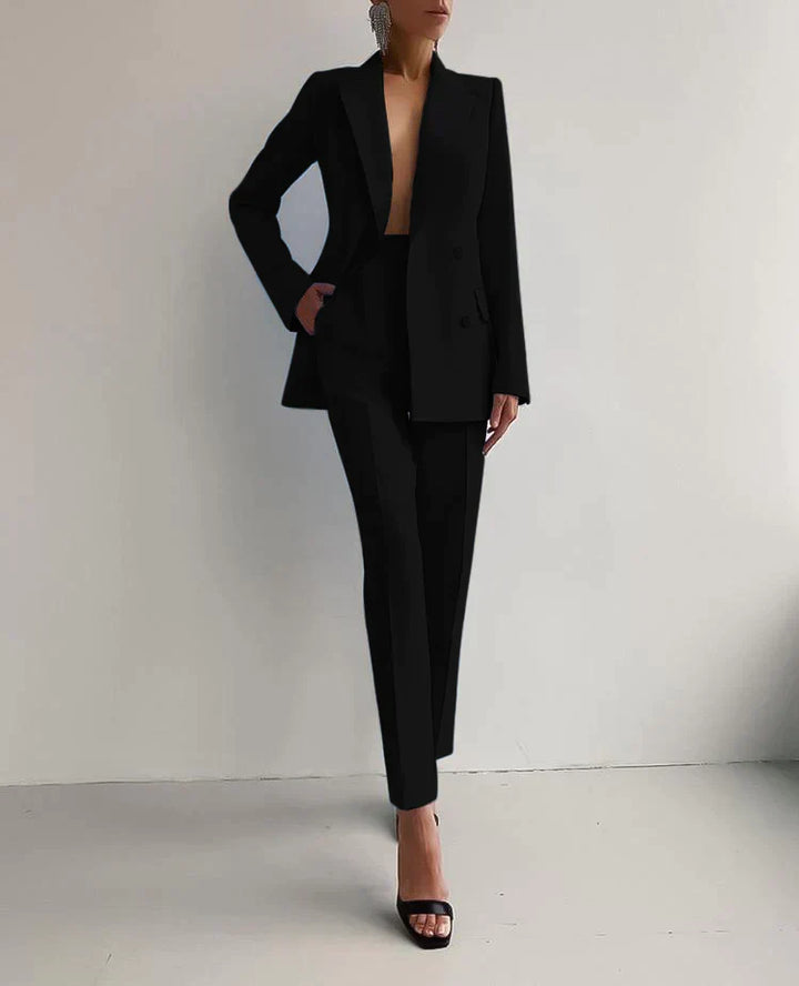 Damen Anzug Set Eleganter Blazer & Hose in Rosa oder Schwarz
