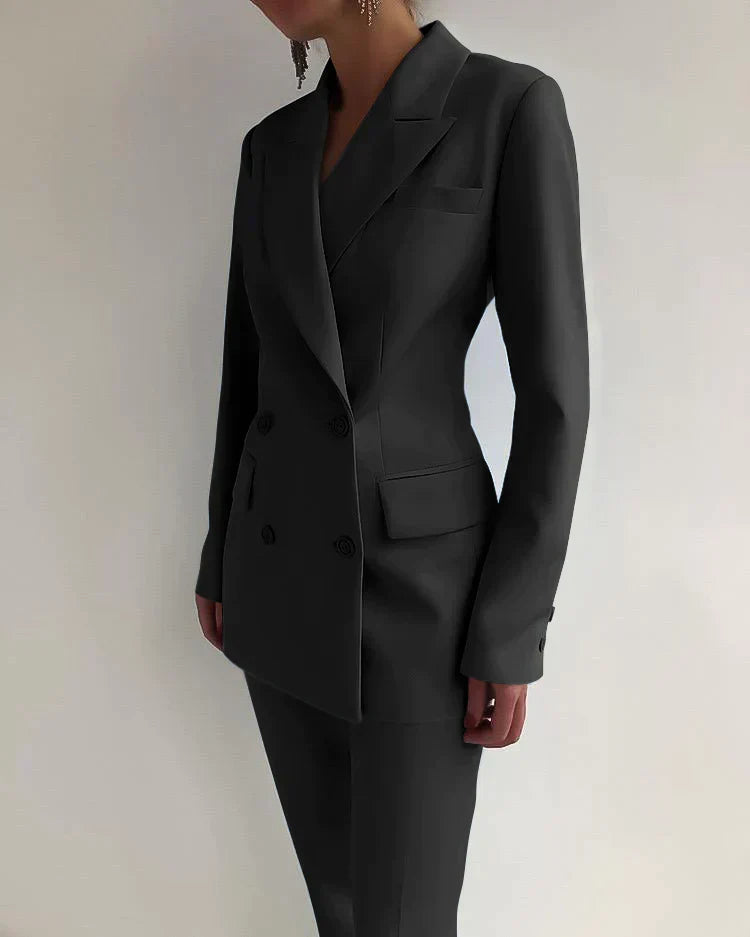 Damen Anzug Set Eleganter Blazer & Hose in Rosa oder Schwarz