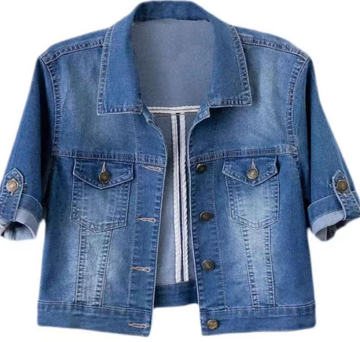 Damen Jeansjacke mit Kurzen Ärmeln aus Denim