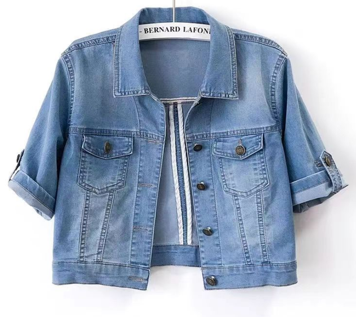 Damen Jeansjacke mit Kurzen Ärmeln aus Denim