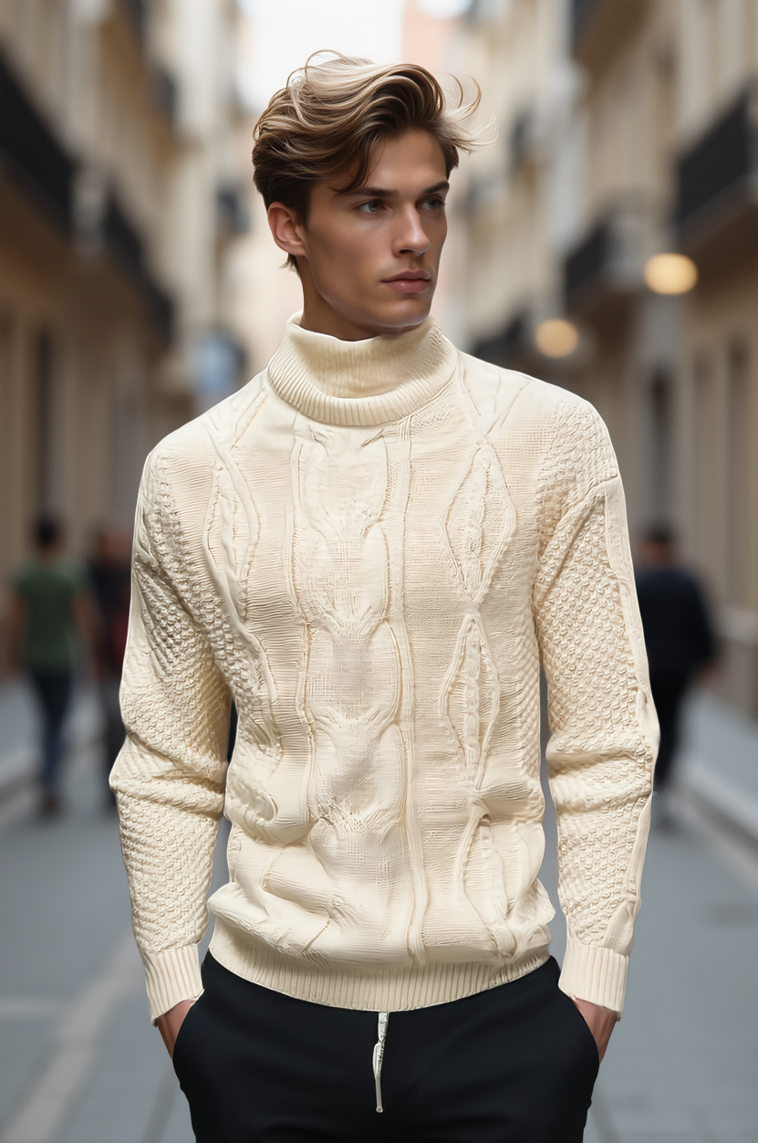 Herrenpullover: Bequemer Strickpullover mit Rundhalsausschnitt