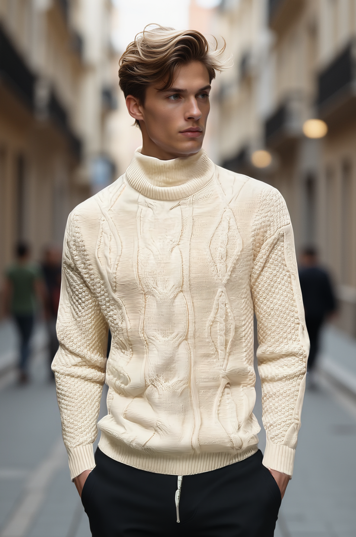 Herrenpullover: Bequemer Strickpullover mit Rundhalsausschnitt