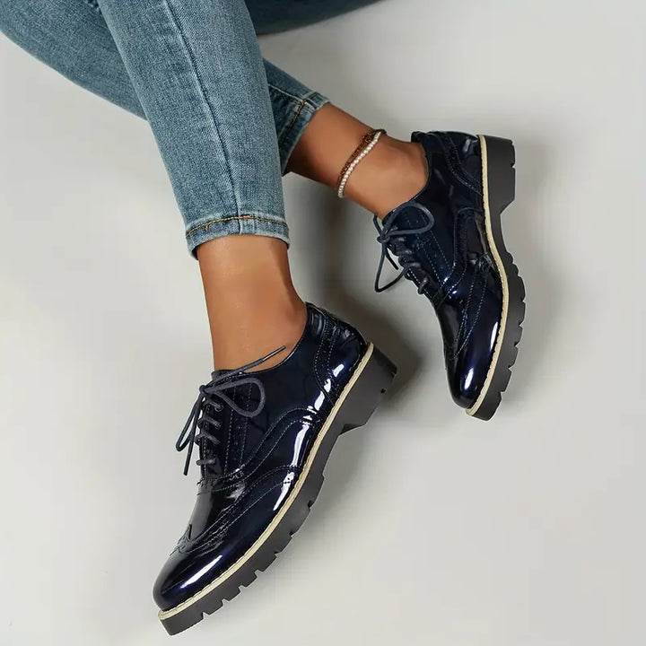 Damen Klobige Oxford Lackschuhe Stilvoll & Komfortabel