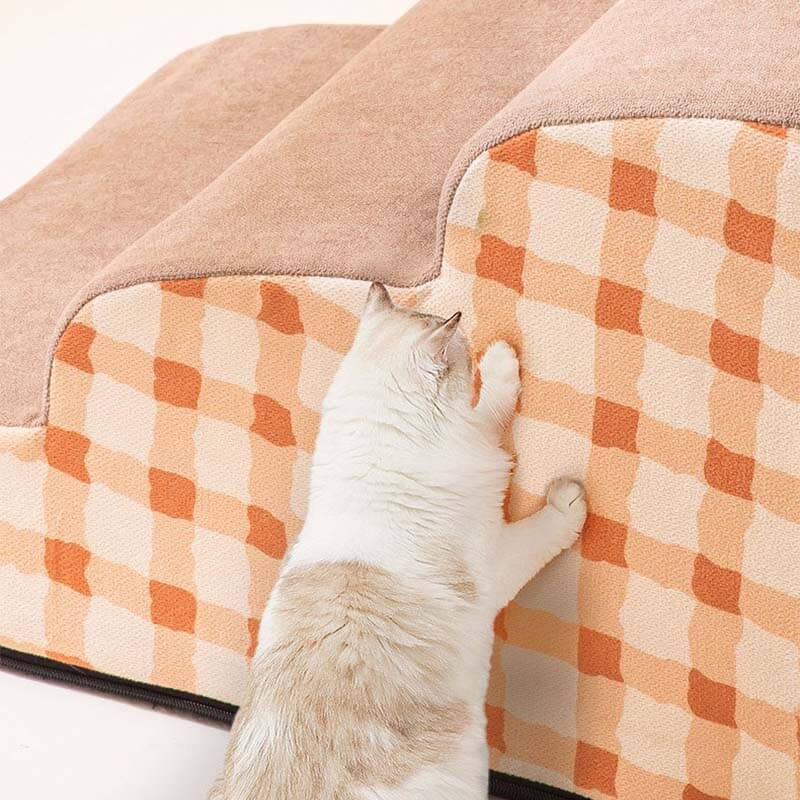 "Abnehmbare Hundetreppe für Haustiere, schlichtes Muster, weicher Schaumstoff, rutschfest, ideal für Sofa oder Bett."