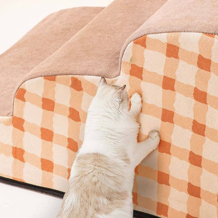 "Abnehmbare Hundetreppe für Haustiere, schlichtes Muster, weicher Schaumstoff, rutschfest, ideal für Sofa oder Bett."