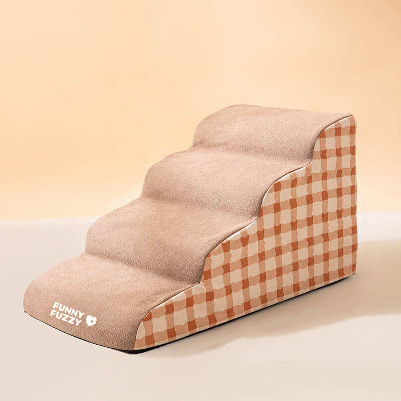 "Abnehmbare Hundetreppe für Haustiere, schlichtes Muster, weicher Schaumstoff, rutschfest, ideal für Sofa oder Bett."
