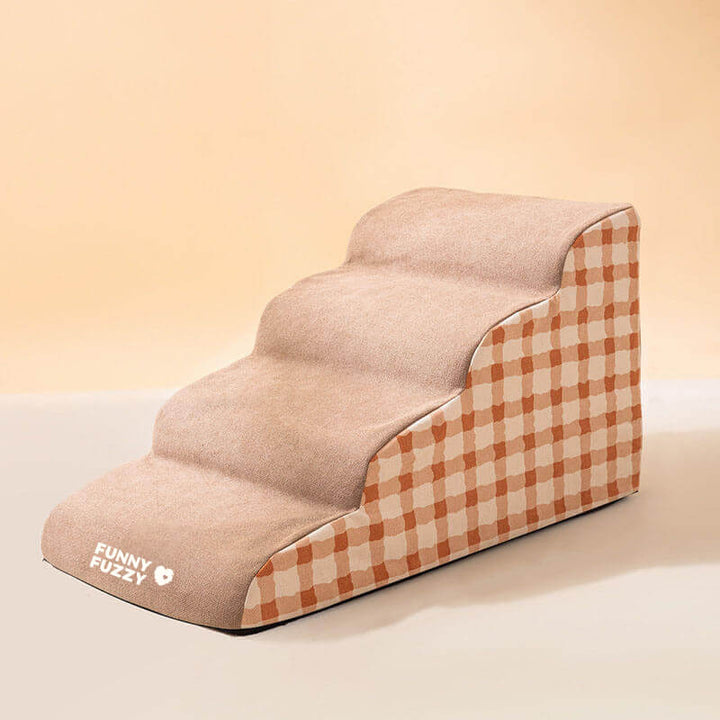 "Abnehmbare Hundetreppe für Haustiere, schlichtes Muster, weicher Schaumstoff, rutschfest, ideal für Sofa oder Bett."